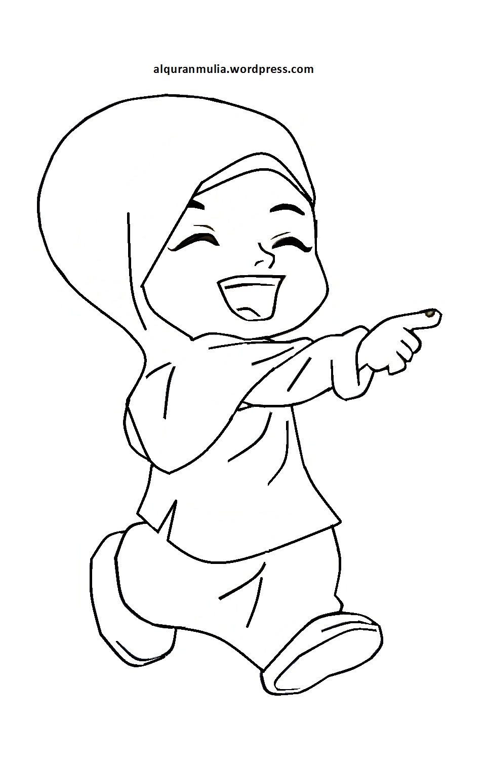Mewarnai Gambar Kartun Anak Muslimah 54 Alquranmulia