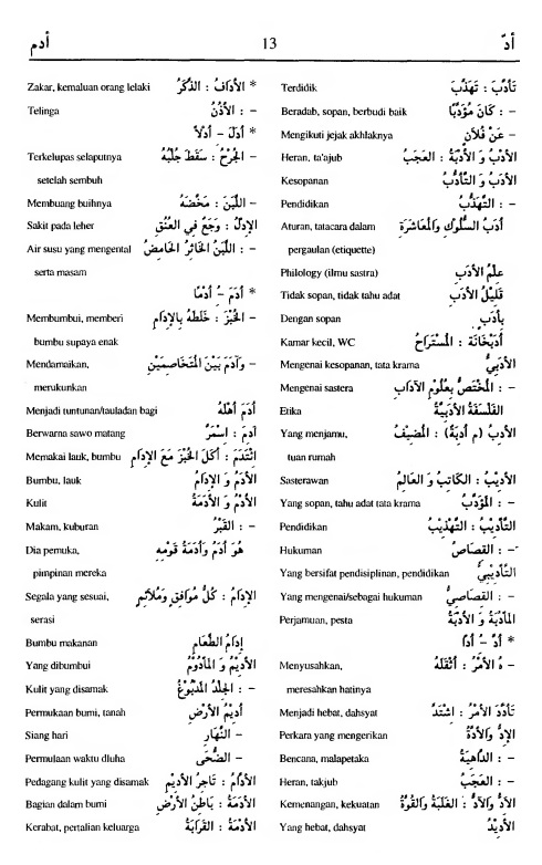 13. kamus arab almunawir -adda-adama