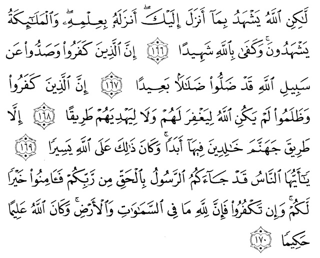 Tafsir Ibnu Katsir Surah An Nisaa Ayat 166 170 Alqur Anmulia