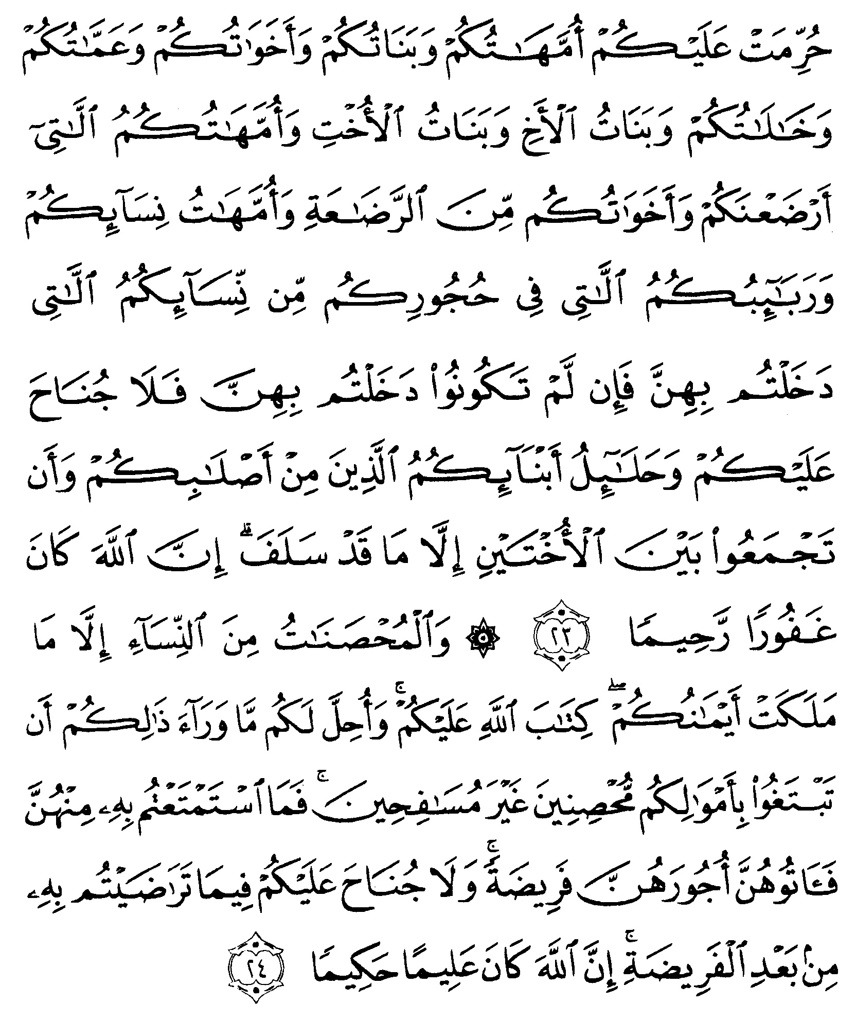 tulisan arab alquran surat an nisaa ayat 23 24 “