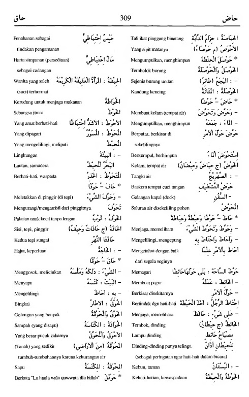 309. kamus arab almunawir -haadla-haaqa