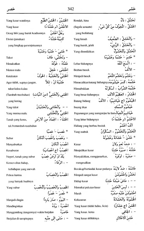 342. Kamus Bahasa Arab Al-Munawir - khasyara-khashara