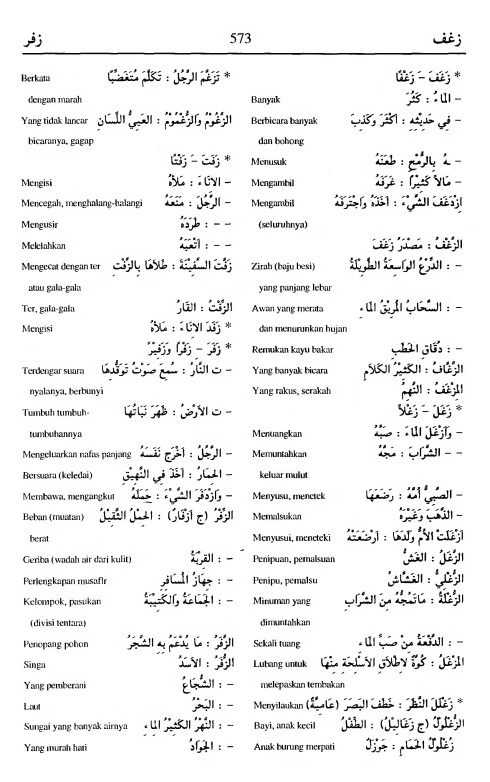 573. Kamus Bahasa Arab Al-Munawir - zaghafa-zafara