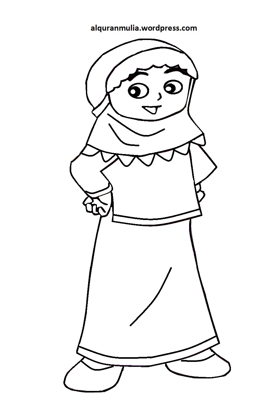 Mewarnai Gambar Kartun Anak Muslimah 91 Alquranmulia