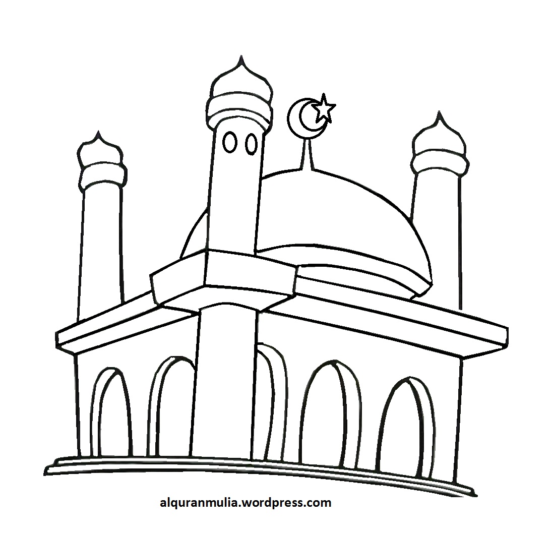  sketsa  mewarnai  masjid  Dunia Putra Putri