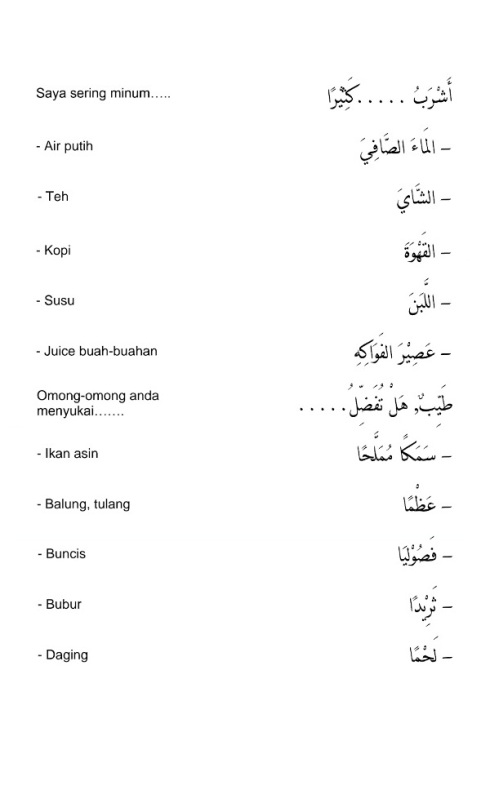 hiwar percakapan bahasa arab - di ruang makan - 5