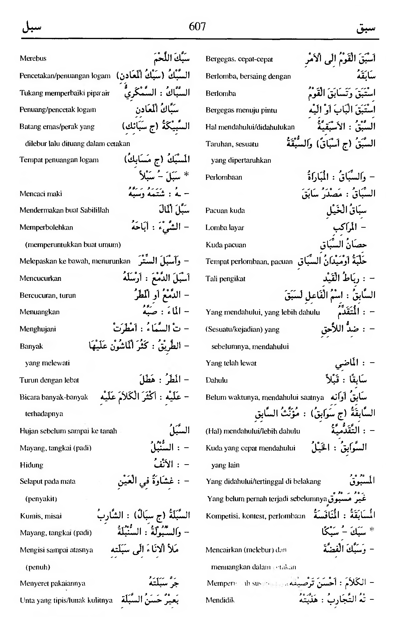 607. Kamus Bahasa Arab Al-Munawir - sabaqa-sabala