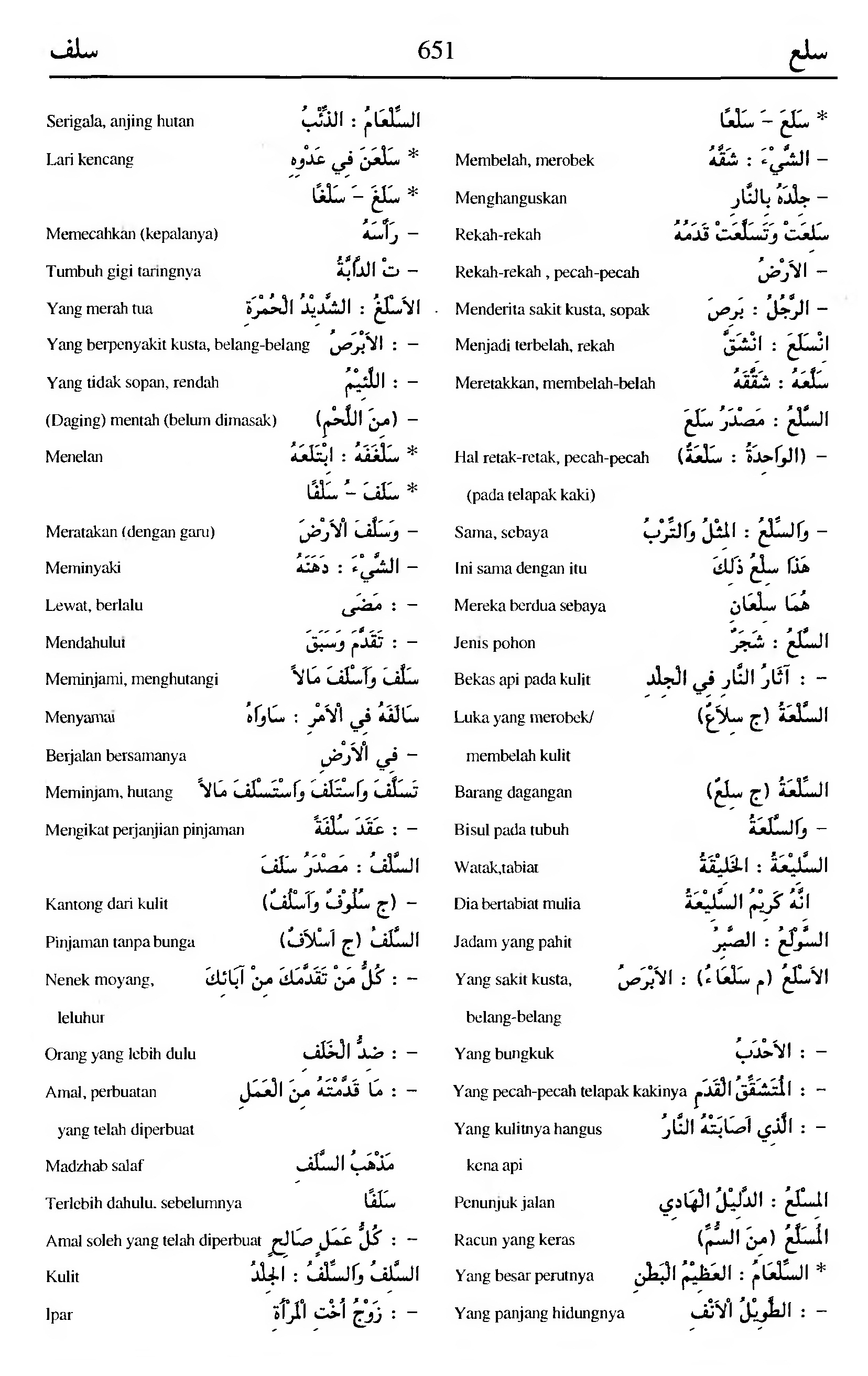 651. Kamus Bahasa Arab Al-Munawir - sala'a-salafa