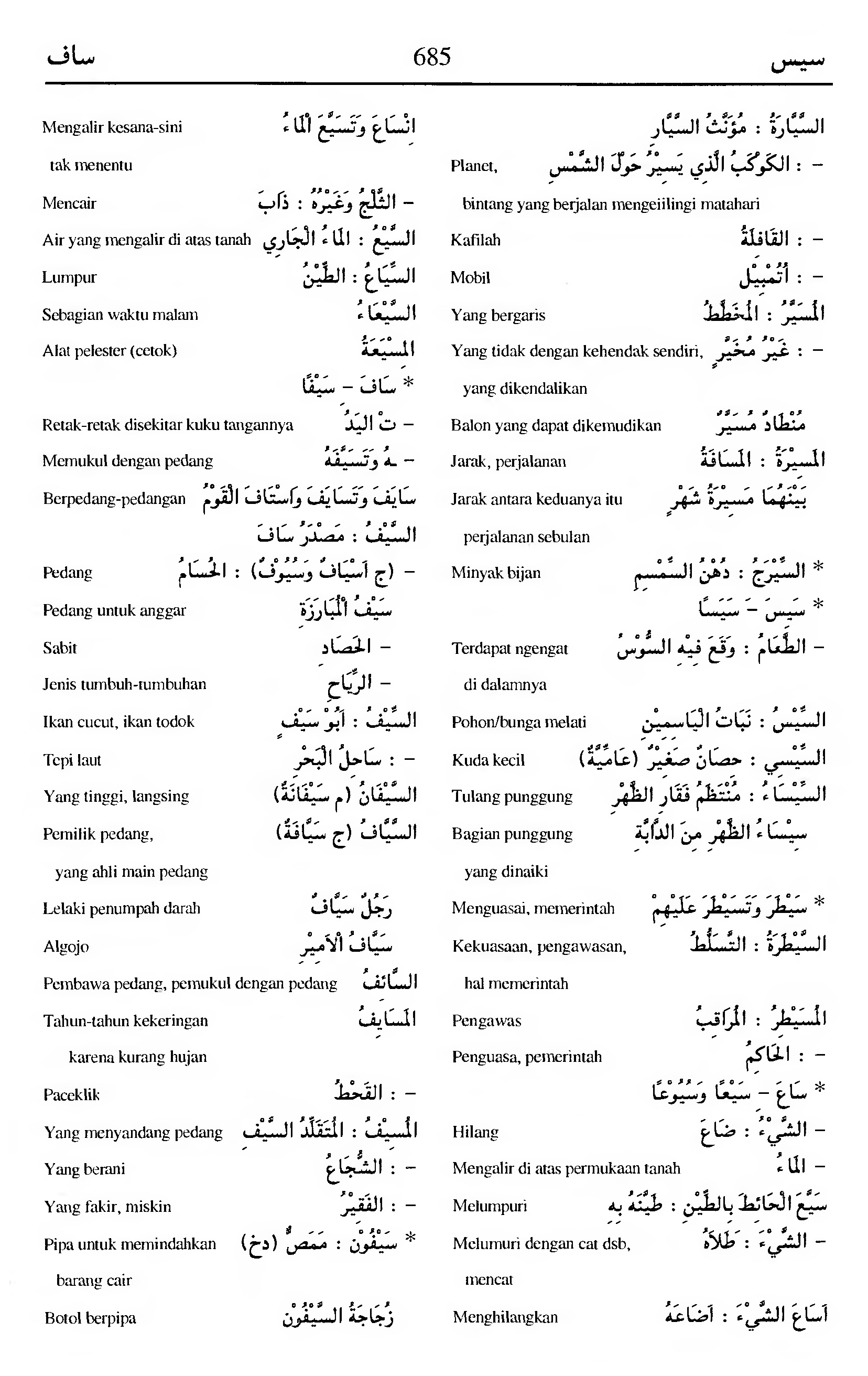 685. Kamus Bahasa Arab Al-Munawir --sayasa-saafa